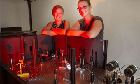 Postdoctoral researcher Sarah Wieghold and Assistant Professor Lea Nienhaus are looking for ways to create better solar cells that can use infrared light. Credit: Florida State University
